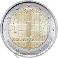 Памятные монеты 2 евро UNC Словения 2 евро 2022 150 лет со дня рождения архитектора Йоже Плечника фото из магазина евромонета.рф