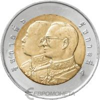 Монеты Таиланда 10 батов Таиланд 10 батов 2007 100 лет королевской конной армии фото из магазина евромонета.рф