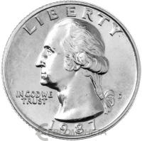 США 25 центов ( 1/4 доллара, квотер ) 1987 D  фото из магазина евромонета.рф