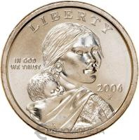 США 1 доллар 2006 Сакагавея. Парящий орел. P  фото из магазина евромонета.рф