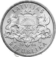 Латвия 1 лат 2004 Гриб  фото из магазина евромонета.рф