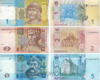 Банкноты Украины Украина набор банкнот 1/2/5 гривен 2011-2013 фото из магазина евромонета.рф