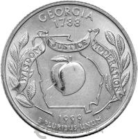 США 25 центов ( 1/4 доллара, квотер ) 1999 Джорджия D  фото из магазина евромонета.рф
