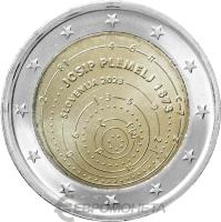 Памятные монеты 2 евро UNC Словения 2 евро 2023 150 лет со дня рождения Йосипа Племеля фото из магазина евромонета.рф