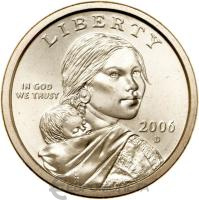 США 1 доллар 2006 Сакагавея. Парящий орел. D  фото из магазина евромонета.рф