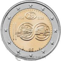 Памятные монеты 2 евро UNC Бельгия 2 евро 2026 100 лет Бельгийским государственным железным дорогам. фото из магазина евромонета.рф
