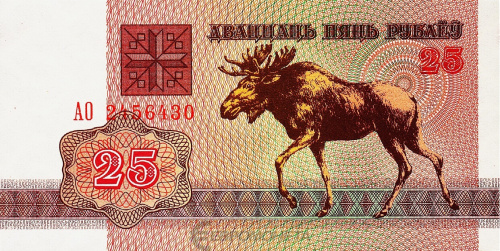Банкнота Беларусь 25 рублей 1992 фото из магазина евромонета.рф
