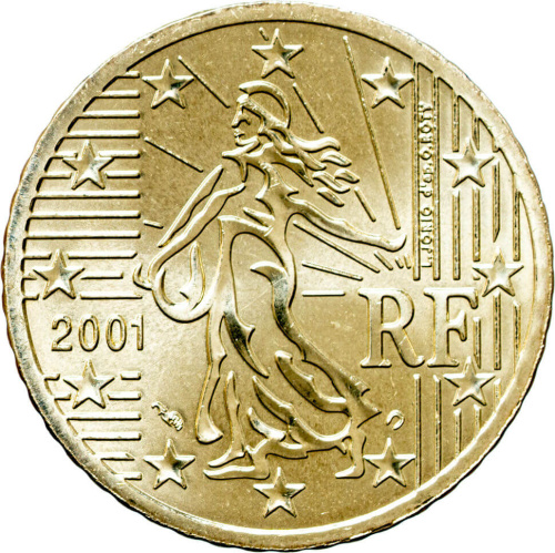 Франция 50 евроцентов ( центов ) 2001