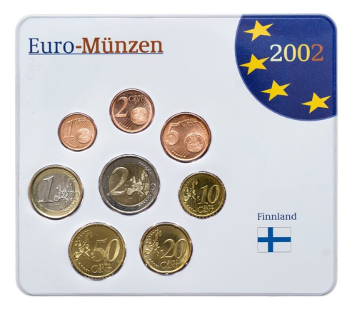 Финляндия 2002 стартовый набор монет евро ( 8 монет, от 1 цент до 2 евро ) в интернет-магазине евромонета.рф