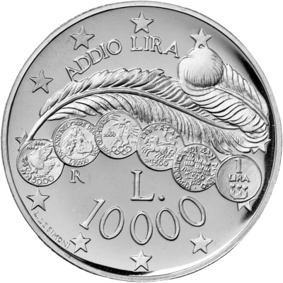 Сан Марино набор 2 монеты 5000/10000 лир 2001 Последние лиры. Пруф box  фото из магазина евромонета.рф 2