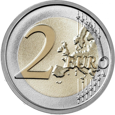 Памятные монеты 2 евро пруф Сан Марино 2 евро 2026 450 лет со дня смерти Тициана. Реверс пруф фото из магазина евромонета.рф 1