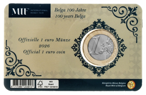 Бельгия 1 евро 2026