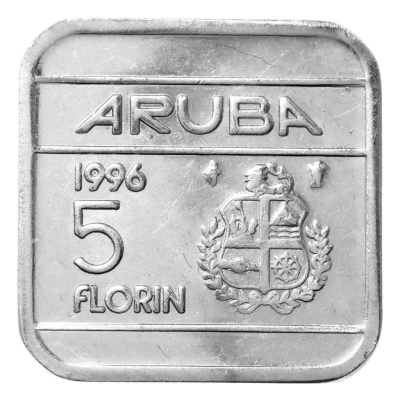 Монеты Арубы Аруба 5 флоринов 1996 фото из магазина евромонета.рф 1