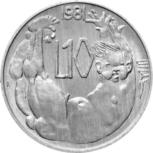 Монеты Сан Марино 10 лир Сан Марино 10 лир 1981 фото из магазина евромонета.рф