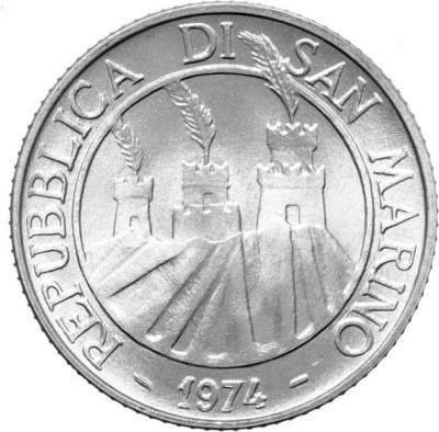 Сан Марино 2 лира 1974  фото из магазина евромонета.рф 1