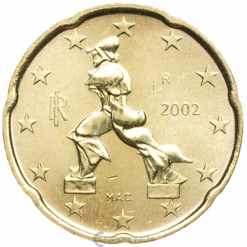 Италия 20 евроцентов ( центов ) 2002