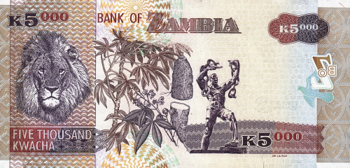 Банкноты Замбии Замбия 5000 квача 2010 фото из магазина евромонета.рф
