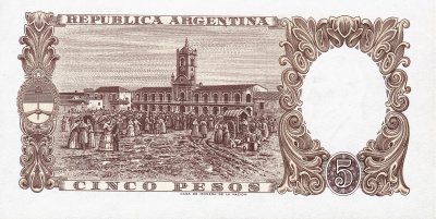 Банкноты Аргентины Аргентина 5 песо 1960-1962 фото из магазина евромонета.рф 1