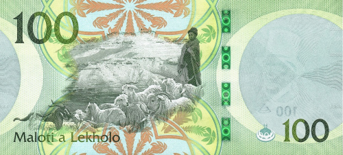Банкноты Лесото Лесото 100 малоти 2021 фото из магазина евромонета.рф