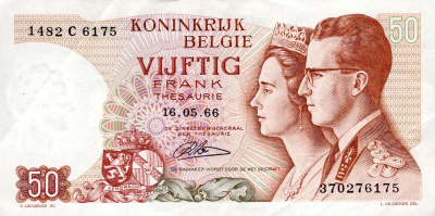 Юбилейная монета Бельгия 50 франков 1966 VF фото в интернет-магазине евромонета.рф