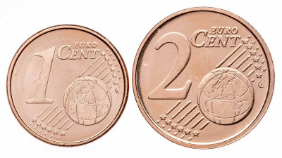 Андорра набор 2 монеты 1+2 евроцента ( цента ) 2018. UNC фото из магазина евромонета.рф 1