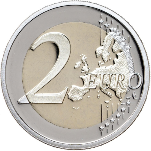 Юбилейная монета Нидерланды 2 евро 2022 35 лет программе Erasmus. Пруф ( Proof ) 