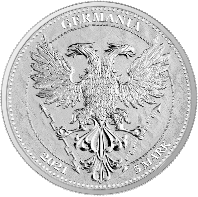 Germania Mint 2021 5 марок Мифический лес: Лист каштана  фото из магазина евромонета.рф 1