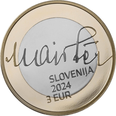 Коллекционная монета Словения 3 евро 2024 Рудольф Майстер фото из магазина евромонета.рф 1