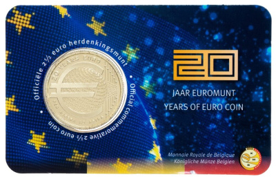 Коллекционная монета Бельгия 2,5 евро 2022 20 лет Евро фото из магазина евромонета.рф 2