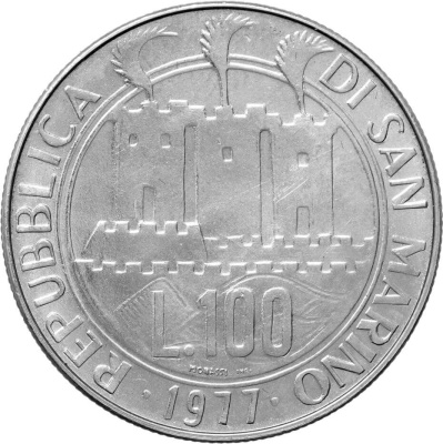Сан Марино 100 лир 1977  фото из магазина евромонета.рф 1