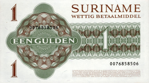 Банкноты Суринама Суринам 1 гульден 1986 фото из магазина евромонета.рф