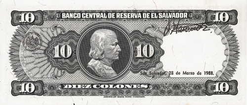 Банкноты Сальвадора Сальвадор 10 колон 1982 aUNC фото из магазина евромонета.рф