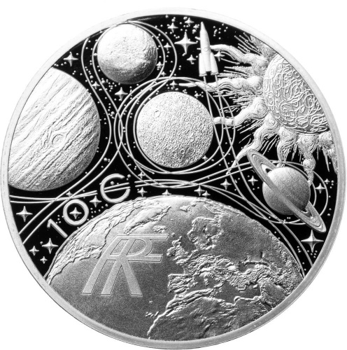 Коллекционная монета Европы Франция 10 евро 2025 Космическая одиссея с Тома Песке | Интернет-магазин евромонета.рф 