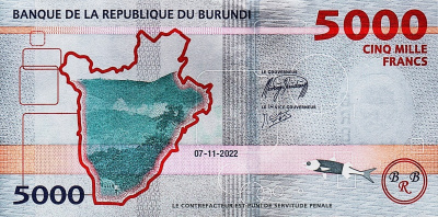 Бурунди 5000 франков 2022  фото из магазина евромонета.рф 1