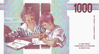 Италия 1000 лир 1990  фото из магазина евромонета.рф 1