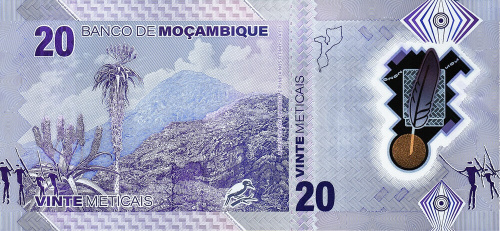 Банкноты Мозамбик Мозамбик 20 метикал 2024 (полимер) фото из магазина евромонета.рф