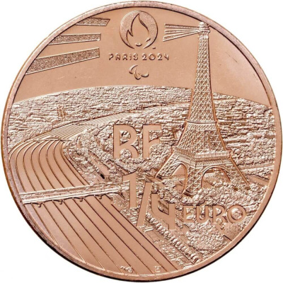 Коллекционная монета Франция 1/4 евро 2024 Олимпийские игры 2024 года в Париже. Эстафета олимпийского огня фото из магазина евромонета.рф 1
