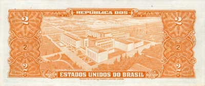 Банкноты Бразилии Бразилия 2 крузейро 1958 (157Ac) фото из магазина евромонета.рф 1