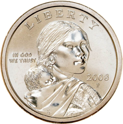 США 1 доллар 2008 Сакагавея. Парящий орел. P  фото из магазина евромонета.рф 1