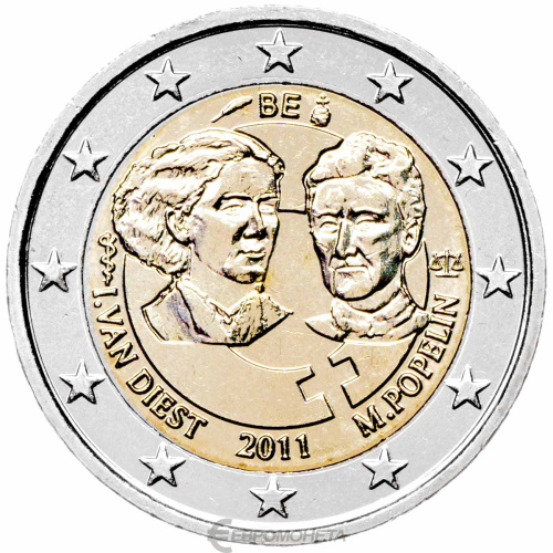 Юбилейная монета Бельгия 2 евро 2011 100 лет Международному женскому дню | Интернет-магазин евромонета.рф 