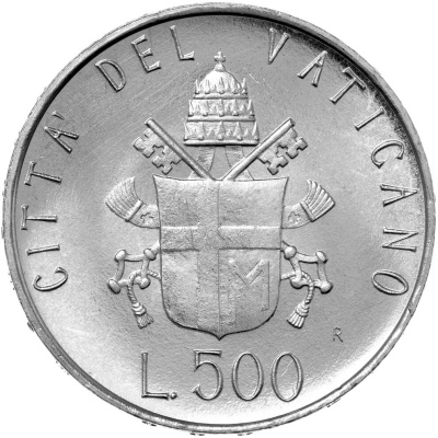 Ватикан 500 лир 1981 Иоанн Павел II - III  фото из магазина евромонета.рф 1