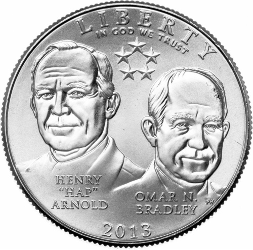 Коллекционные и инвестиционные монеты  США 50 центов 2013 Генри Арнолд и Омар Брэдли фото из магазина евромонета.рф