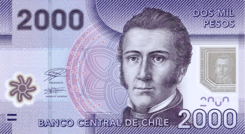 Банкноты Чили Чили 2000 песо 2022 (полимер) фото из магазина евромонета.рф