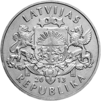Латвия 1 лат 2013 Гусли - Кокле  фото из магазина евромонета.рф 1