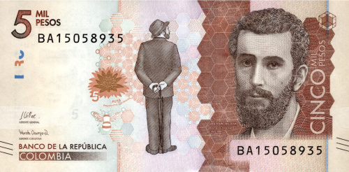 Банкноты Колумбии Колумбия 5000 песо 2022 фото из магазина евромонета.рф