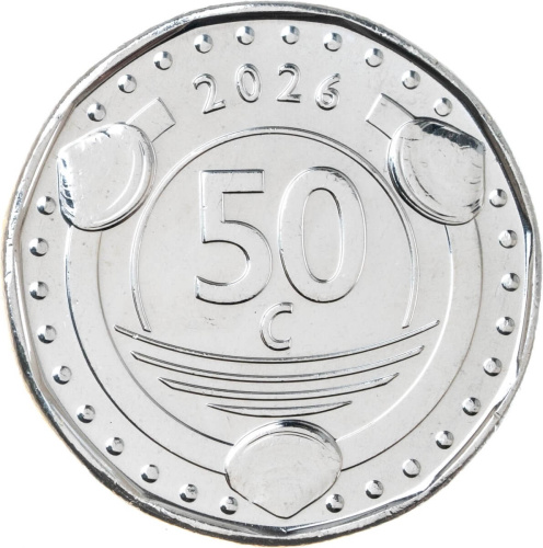 Монеты Кюрасао Кюрасао 50 центов 2026 Чемпионат мира по футболу 2026 года фото из магазина евромонета.рф