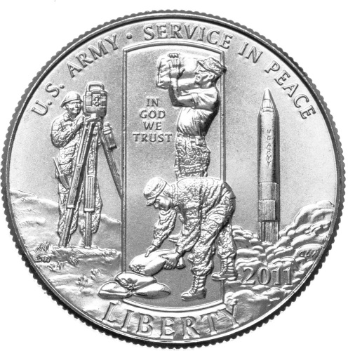 Коллекционные и инвестиционные монеты  США 50 центов 2011 Армия США фото из магазина евромонета.рф