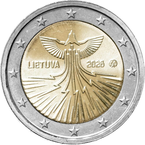 Юбилейная монета Литва 2 евро 2026 Энергетическая независимость Литвы | Интернет-магазин евромонета.рф 