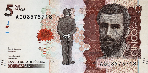 Банкноты Колумбии Колумбия 5000 песо 2018 фото из магазина евромонета.рф