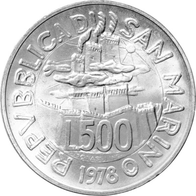 Сан Марино 500 лир 1978 Работа  фото из магазина евромонета.рф 1